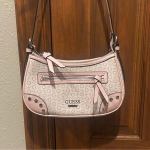 Y2K style Guess Light Pink Monogram Shoulder Bag